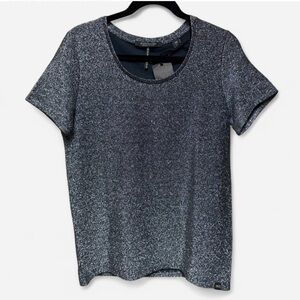NWT Scotch and Soda Maison Scotch Stargazer Silver Glitter Short Sleeve Top